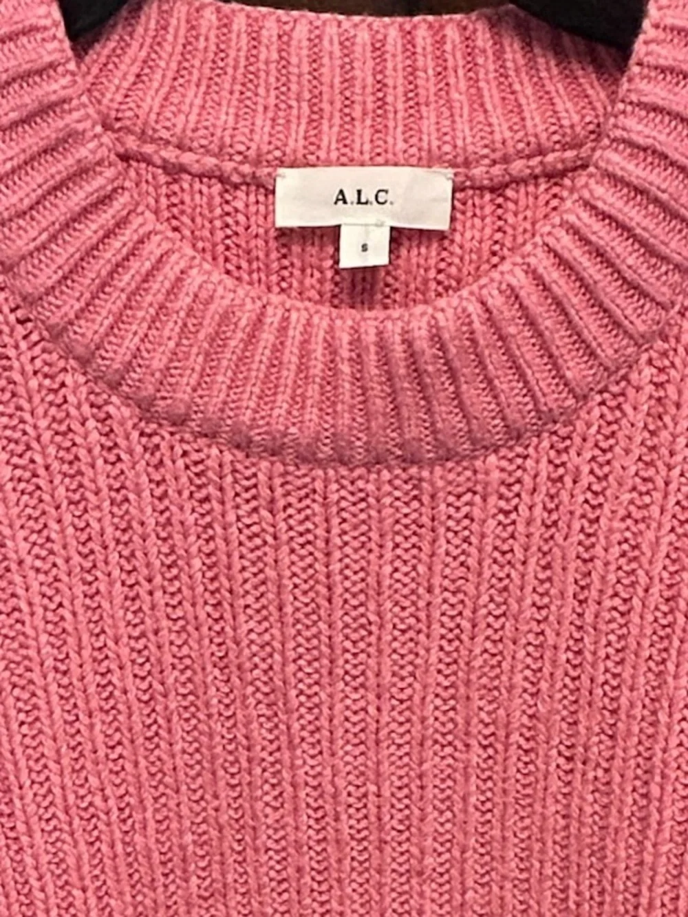 ALC Oversized Ribbed Knit Crewneck Rolled Hem Sweater Pink S EUC Cashmere Blend